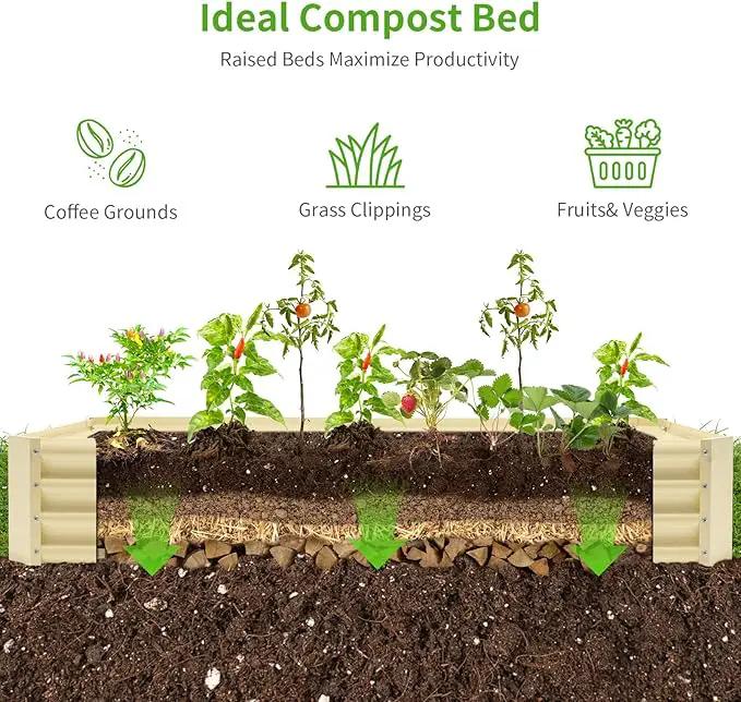 Land Guard 6×3×1ft Galvanized Metal Raised Garden Bed, Metal Planter Kit Box Outdoor for Deep-Rooted Vegetables, Flowers, Green and Herbs (Cream Yellow)… by GreenHaven Gardens
