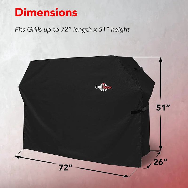 Heavy Duty BBQ Grill Cover for Outdoor Grill, 72 Inch – Waterproof, Weather Resistant, UV & Fade Resistant with Adjustable Straps – Gas Grill Cover for Weber, Genesis, Charbroil, etc. Black by GreenHaven Gardens