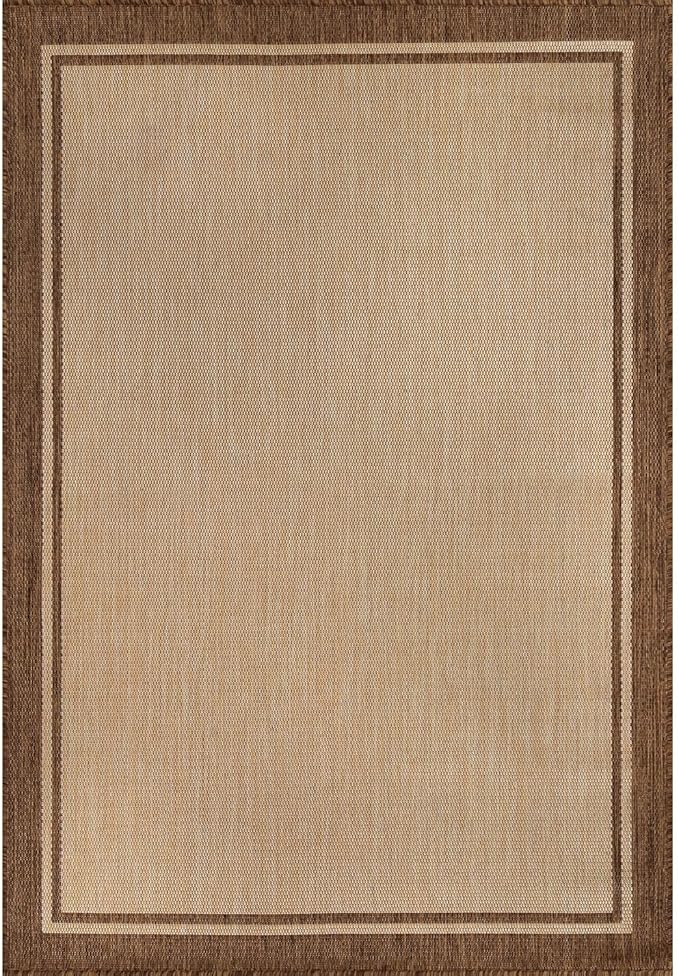 CAMILSON Outdoor Rug 5x7 Bordered Natural Brown Modern Area Rugs for Indoor and Outdoor Patios, Kitchen and Hallway Mats, Washable Porch Deck Outside Carpet (Border Jute, 5 x 7) by GreenHaven Gardens