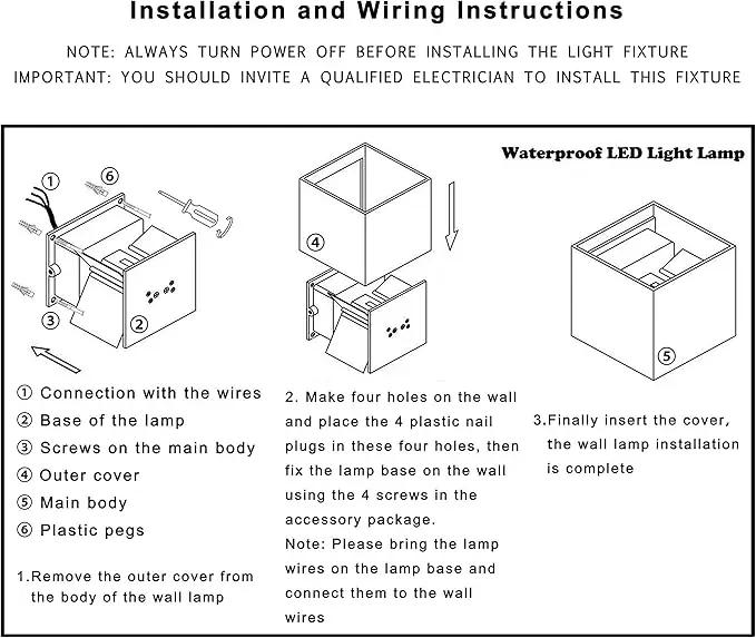 LANFU LED Aluminum Cube Square Wall Sconce Waterproof Outdoor Light Exterior Wall Lights fixtuers 20W 100-277V 2800K-3000K Not dimmable Warm Light 2LEDS Black-20W Outdoor Larger Version by GreenHaven Gardens