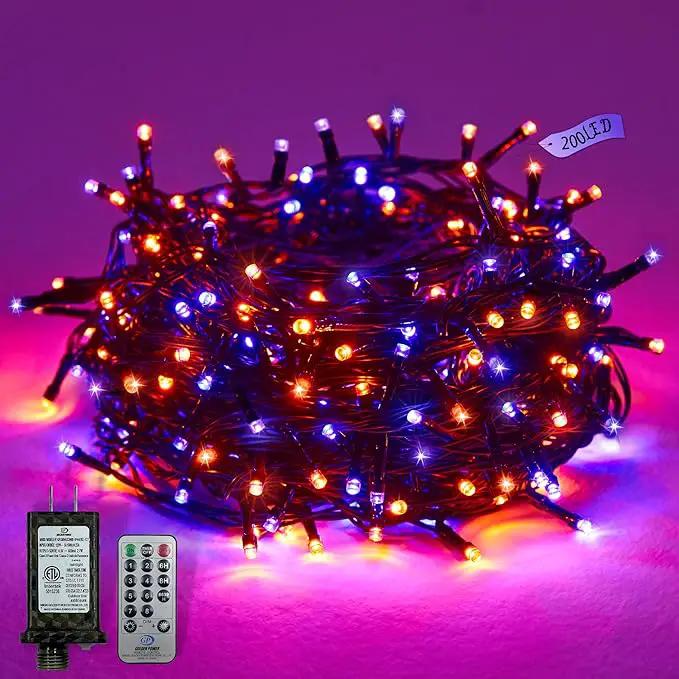 Halloween 200 LED String Lights, 72FT Orange and Purple Halloween Lights Outdoor Decorative,11 Modes with Remote Plug in Halloween Indoor Lights for Halloween Yard Party Decorations by GreenHaven Gardens
