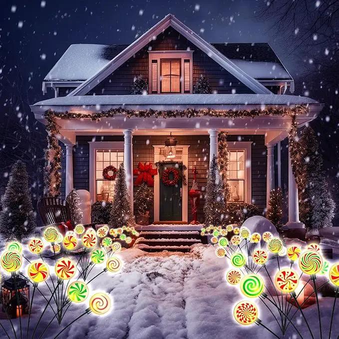 4 Pack 8 Patterns Christmas Decorations with 32 Lollipop Christmas Lights, Solar Christmas Lights Outdoor Waterproof with 8 Modes, Christmas Peppermint Candy Pathway Yard Decor for Garden/Lawn/Patio by GreenHaven Gardens