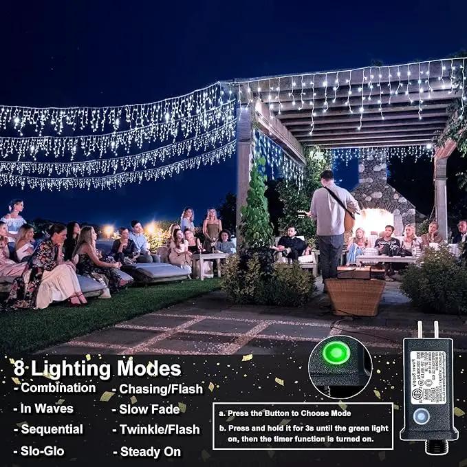 Christmas Icicle Lights Outdoor, 640 LED 66FT Icicle Lights for Outside with 8 Modes Timers, Waterproof Plug in Connectable String Light for House Roof Garden Party Wedding Decorations, White by GreenHaven Gardens