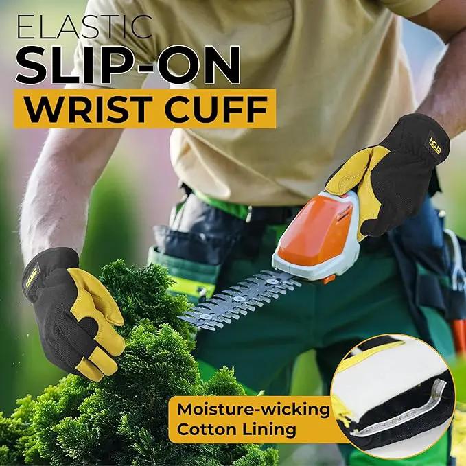 HANDLANDY Leather Work Gloves for Men & Women, Reinforced Durable Garden Gloves, Cowhide Working Glove for Gardening by GreenHaven Gardens