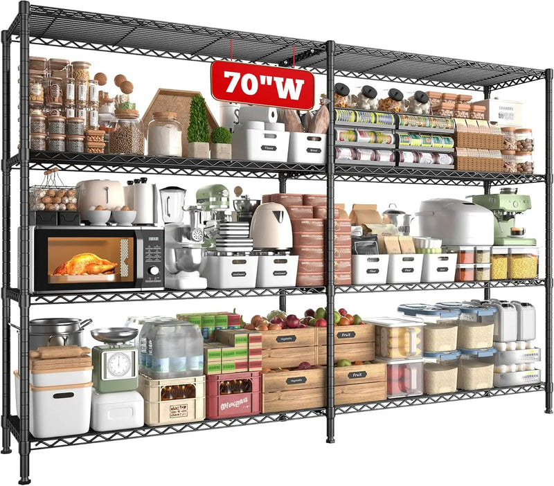 REIBII 70"W Metal Shelving, Storage Shelves 4-tier Wire Shelving Unit Load 1240LBS Metal Shelves for Storage Adjustable Shelving Rack for Pantry Kitchen Commercial school Garage 70"W*15.8"D*62.9"H by GreenHaven Gardens