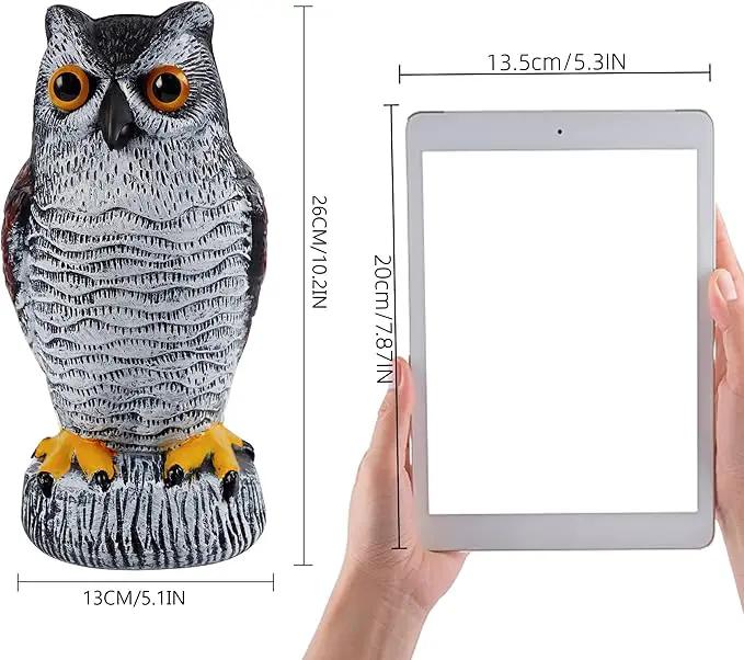 Hausse 2 Pack Fake Owl Decoy Bird Scarecrow Sculpture, Plastic Horned Owl Bird Deterrents with Yellow Claws, Garden Protectors, Large Nature Enemy Pest Repellent for Outdoor Garden Yard by GreenHaven Gardens