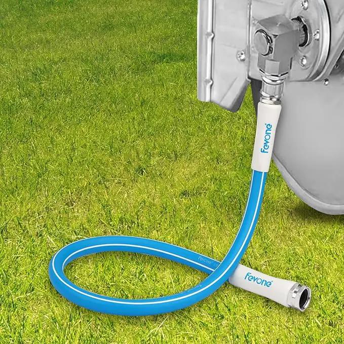 Fevone 3 ft Garden Hose, Hose Reel Leader Hose, Hybrid Polymer, Kink Resistance, Flexible, Durable, Leak Free, Aluminum Fittings, 3/4" GHT, 5/8" ID, 600 Psi, Drinking Water Safe by GreenHaven Gardens