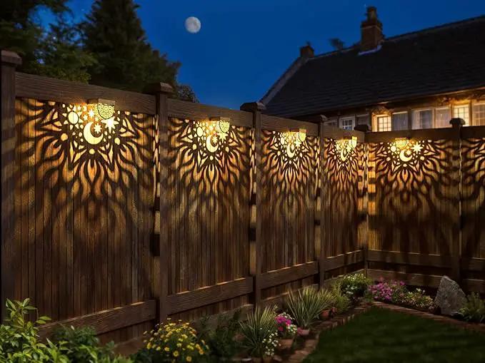 Solar Fence Lights 6 Pack Solar Deck Lights Waterproof LED Step Wall Outdoor Decorations Warm Yellow Decorative Lighting for Garden Backyard Yard Decor (Gold) by GreenHaven Gardens