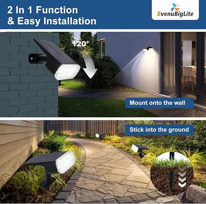 Solar Lights Outdoor Waterproof: IP65 Led Spot Light Decorations for Garden - 3 Lighting Modes Solar Powered for Yard - Dust to Dawn Landscape Lighting Patios Pathway Driveway 4PC White by GreenHaven Gardens