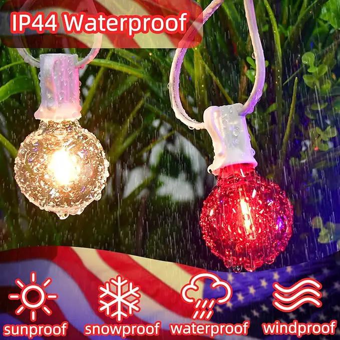 G40 LED Red White and Blue Lights, 27.8 FT 4th of July Lights Plug in with 25+3 Bulbs, Patriotic Decorations Outdoor String Light for Memorial Day Independence Day Patio Garden Backyard Bistro Decor by GreenHaven Gardens