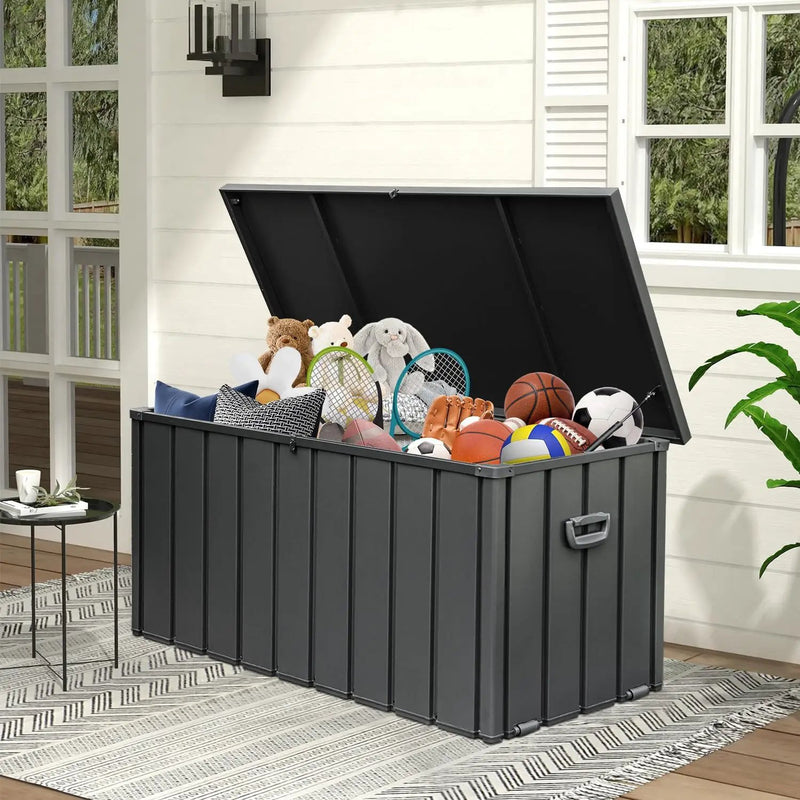 Domi 120-Gallon Outdoor Storage Box – Waterproof, Lockable Storage Cabinet for Patio Furniture, Garden Tools & Pool Supplies – Large Metal Storage for Cushions, Toys & More by GreenHaven Gardens