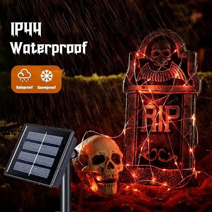 JMEXSUSS 2 Pack Solar Halloween Lights, 33ft 100 LED Outdoor Waterproof Orange Solar Lights for Tree Yard Patio Garden Halloween Thanksgiving Decorations by GreenHaven Gardens