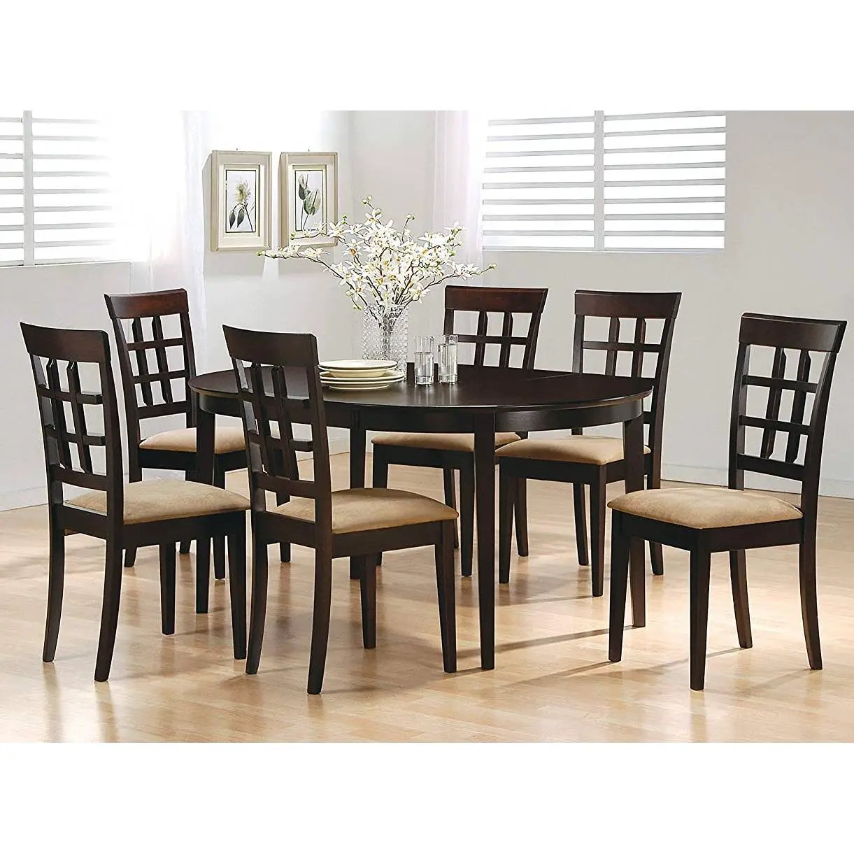 Contemporary Oval Dining Table in Dark Brown Cappuccino Wood Finish by HomePacific