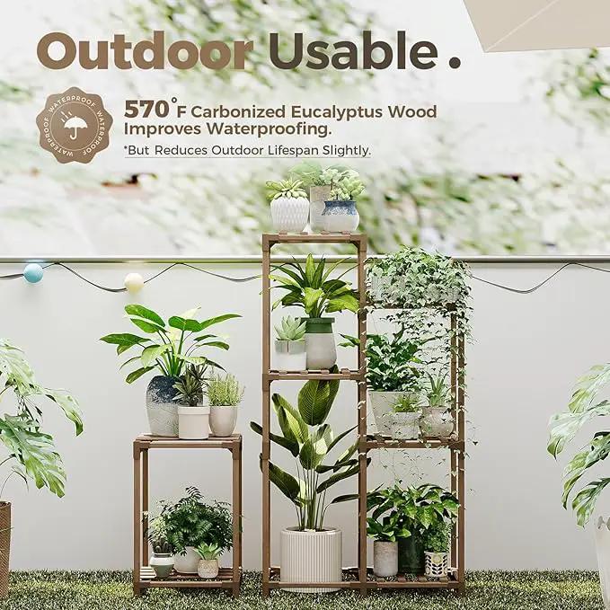Bamworld Plant Stand Indoor Corner Plant Shelf Wood Plant Holder for Multiple Plants Tall Flower Stands Plants Table Rack Garden Patio Lawn Window 03H by GreenHaven Gardens