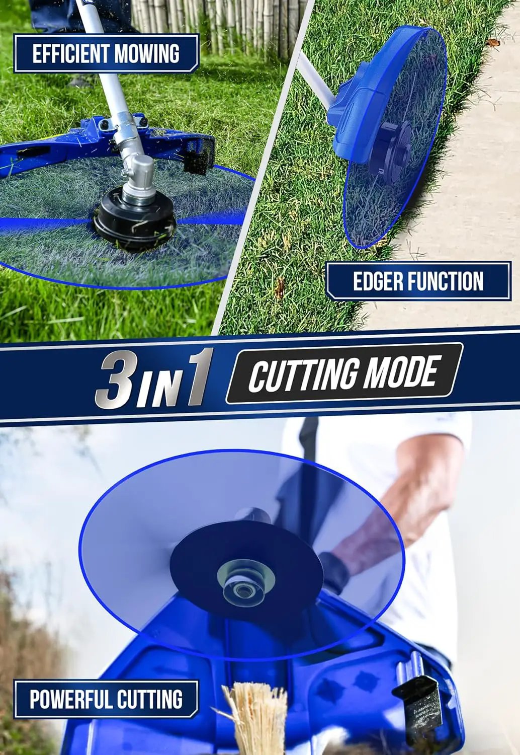 WILD BADGER POWER 26cc Weed Wacker Gas Powered, 3 in 1 String Trimmer/Edger 17'' with 10'' Brush Cutter,Rubber Handle & Shoulder Strap Included by GreenHaven Gardens