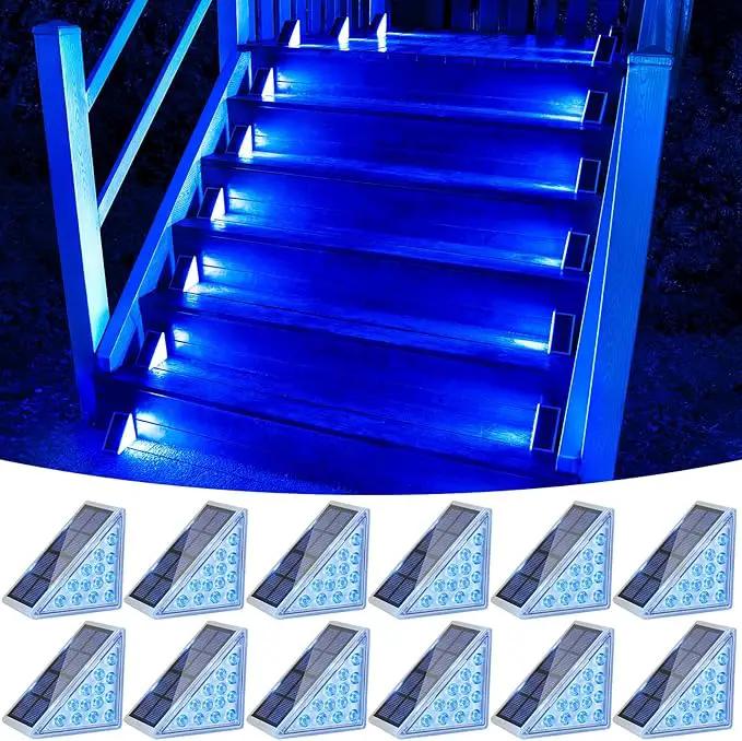VOLISUN Solar Stair Lights 12 Pack, Solar Step Lights Outdoor Waterproof IP67, LED Outdoor Step Light,Outdoor Light Decor for Garden Stair, Deck, Front Step and Front Porch（Blue Lighting） by GreenHaven Gardens