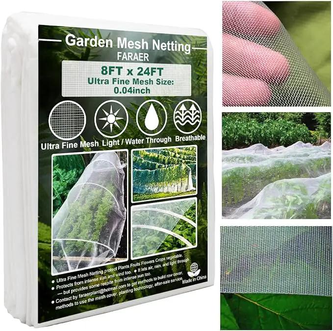Ultra Fine Garden Mesh Netting, FARAER Plant Covers 8'x24' Garden Netting for Protect Vegetable Plants Fruits Flowers Crops Greenhouse Row Cover Protection Mesh Net Patio Gazebo Screen Barrier Net by GreenHaven Gardens