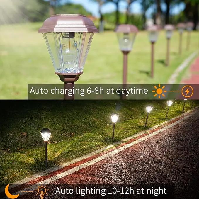 Solar Pathway Lights Outdoor 4 Pack, Upgraded 1000mAh Battery Up to 12Hrs, Solar Lights Outdoor Waterproof IP65, Warm White Landscape Light for Garden by GreenHaven Gardens