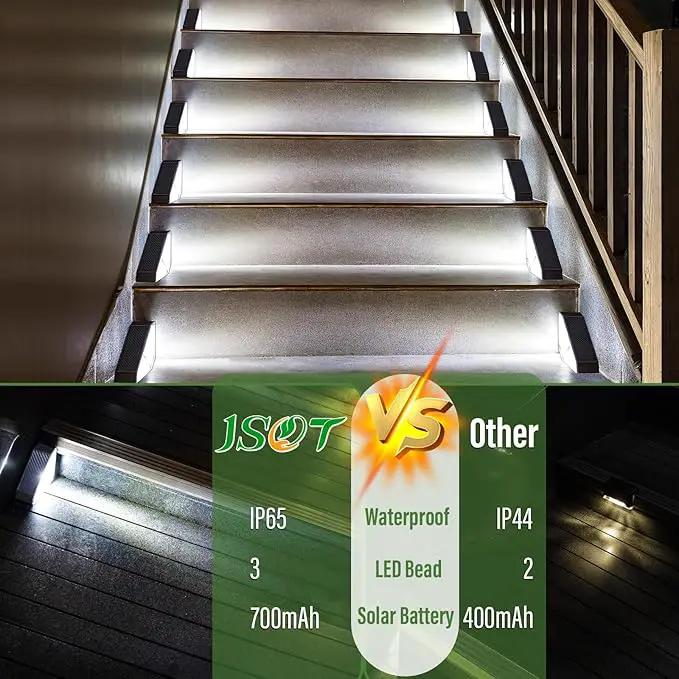 JSOT Solar Step Stair Lights Outdoor Yard Decor 8 Pack, IP65 Waterproof Deck Lighting for Outside Solar Powered, Solar Garden Light Decor for Fence, Backyard, Front Porch Step, Balcony, Wall, Patio by GreenHaven Gardens