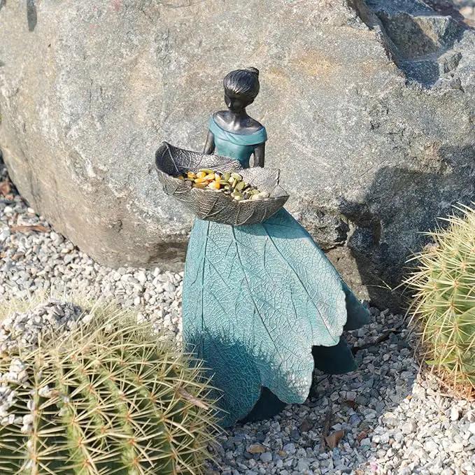 DiliComing Fairy Garden Statue Bird Feeder - 12 Inch Fairy Statue for Home Decoration, Resin Outdoor Statues for Garden Decoration, Best Bird Feeder Garden Gift for Women 12 x 7.5 x 5 Inch by GreenHaven Gardens