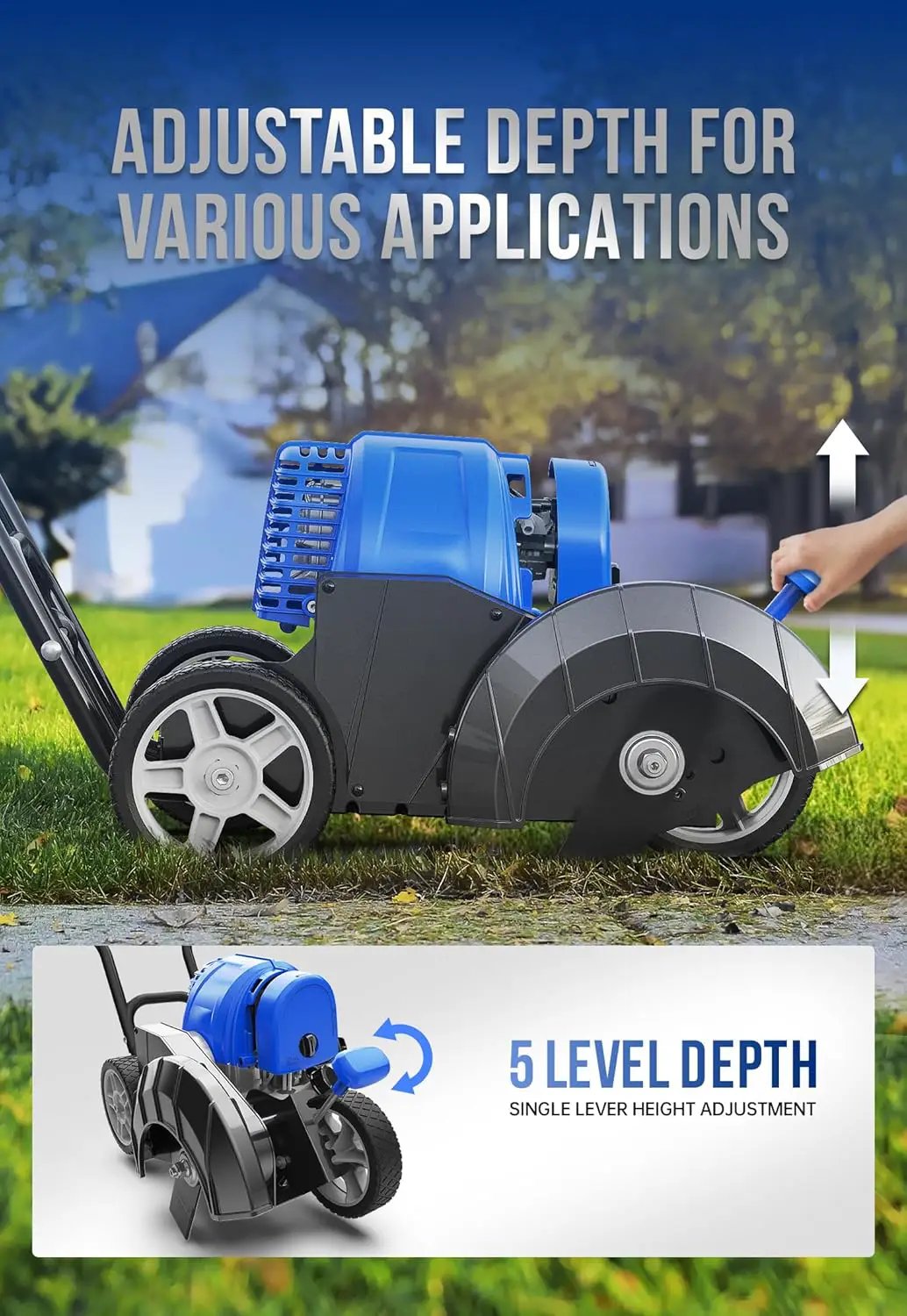Wild Badger Power Sidewalk Edger Lawn Tool Gas 31cc WB31CCED, Blue by GreenHaven Gardens