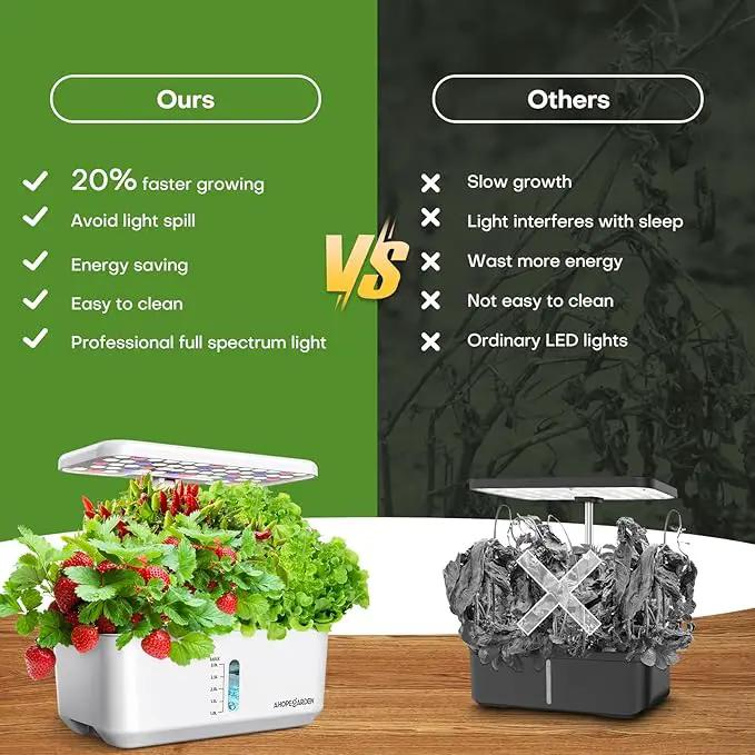 Ahopegarden Indoor Garden Hydroponics Growing System: 10 Pods Plant Germination Kit Aeroponic Herb Vegetable Growth Lamp Countertop with LED Grow Light - Hydrophonic Planter Grower Harvest Lettuce by GreenHaven Gardens