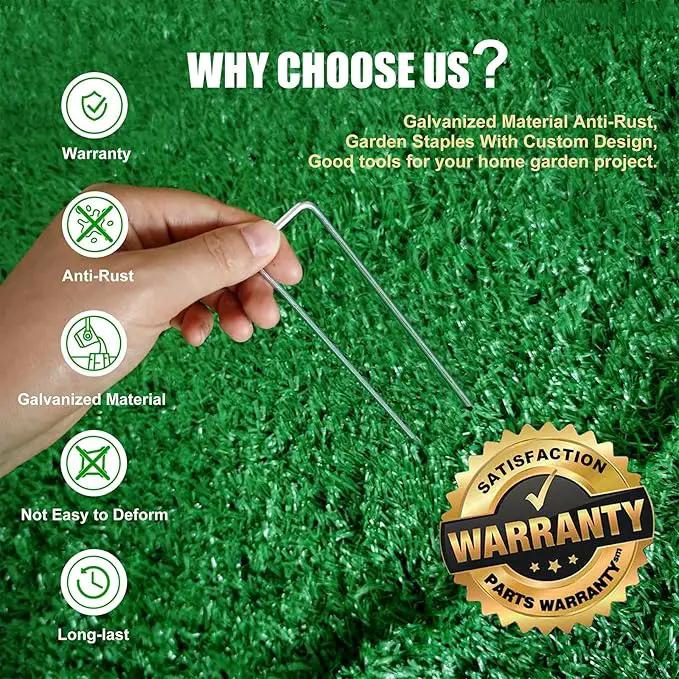 Galvanized Landscape Staples, 100 Pack 6 Inches Garden Lawn Stakes 11 Gauge U-Shaped Yard Turf Fabric Sod Pins for Weed Barrier Christmas Decorations Ground Cover Fabric by GreenHaven Gardens