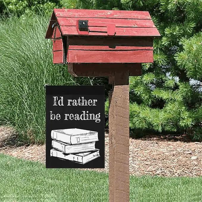 I’d Rather Be in a Book Seasonal Garden Flags 12x18 Double Sided Funny Garden Banner for by GreenHaven Gardens