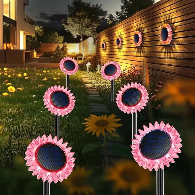 Hogni 6PK Solar Garden Lights, Ground Stake/Hang 2 in 1 Solar Sunflowers Outdoor Waterproof IP67, Outdoor Decor for Pathway Walkway Landscape Backyard Fence Decoration by GreenHaven Gardens