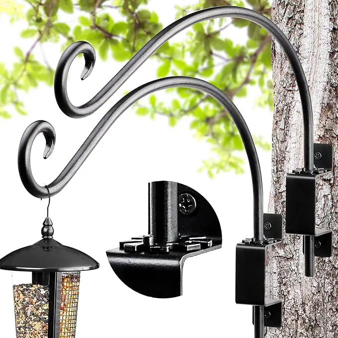 AJART Bird Feeder Hanger of Swivel Hanging Plant Bracket for Outdoor(Black) More Suitable for Outside birdhouses Plant Hooks (12"-2PCs) by GreenHaven Gardens