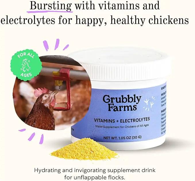 Grubbly Farms Vitamins + Electrolytes Water Supplement for Chickens (30 Day) by GreenHaven Gardens