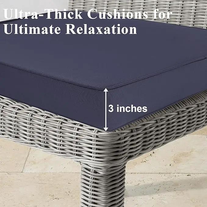 Outdoor Chair Cushions Set of 2 for Patio Furniture 18.5x16x3 Inch Waterproof Patio Chair Cushion 3 Year Color Fastness Rectangle Elastic Foam Garden Couch Pads with Ties and Handle,Grey by GreenHaven Gardens