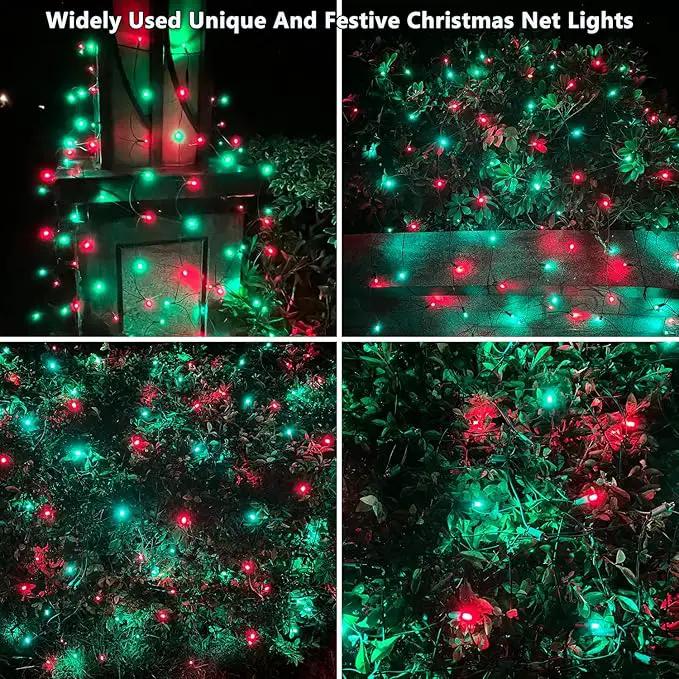HISHINY LED Christmas Net Lights Outdoor, 5ftx5ft 100LED Green Wire, Connectable Bush Mesh Net Lights String for Halloween Christmas Party,Shrub,Yard,Tree（Red&Green） by GreenHaven Gardens