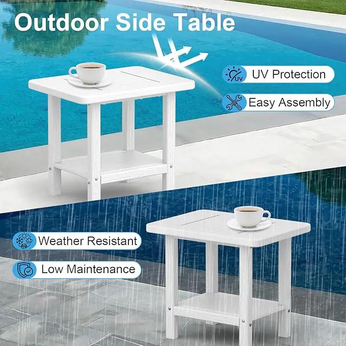 Outdoor Side Table - 2-Tier Storage All Weather Outdoor End Table for Patio - HDPE Morden Easy Maintenance Adirondack Side Table for Pool Porch Balcony Garden Lawn Backyard Outside Indoor by GreenHaven Gardens