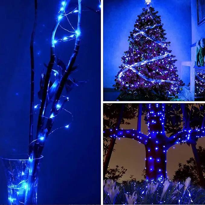RUICHEN Blue Dimmable Fairy Lights Plug in, 99 Ft 300 LED Twinkle String Lights with Remote, Waterproof Silver Wire Firefly Lights for Bedroom, Patio, Yard, Christmas, Wedding, Party, New Year's Day by GreenHaven Gardens