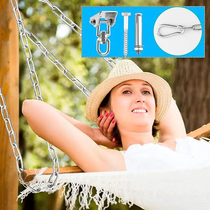 2 Set Hammock Hanging with Swing Chain 1200 LB Capacity Heavy Duty Swing Hangers 360° Swivel Hammock Hanger Kit for Hanging Hammock Chair Tree Yoga by GreenHaven Gardens