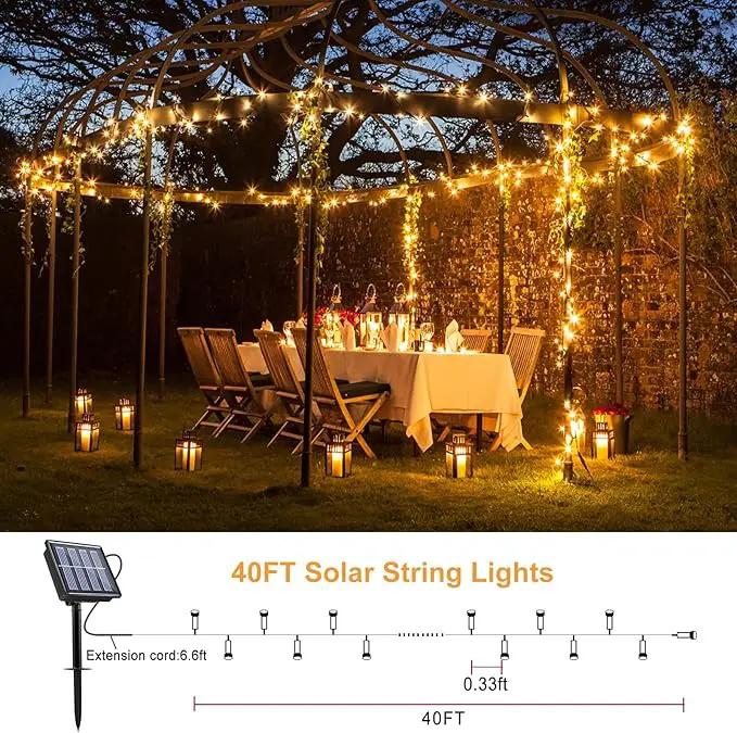 2 Pack Solar String Lights for Outside, Each 40Ft 120 LED Solar Lights Outdoor, 8 Modes Waterproof Solar Powered Twinkle Light for Backyard Patio Tree Party Garden Wedding Decoration, Warm White by GreenHaven Gardens