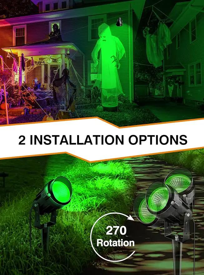 Directly Sold by Factory 7W Green Landscape Lights, 110v 120V LED Landscape Lighting IP66 Waterproof Outdoor Spotlights for Garden Yard Pathway Tree, 4 Pack by GreenHaven Gardens