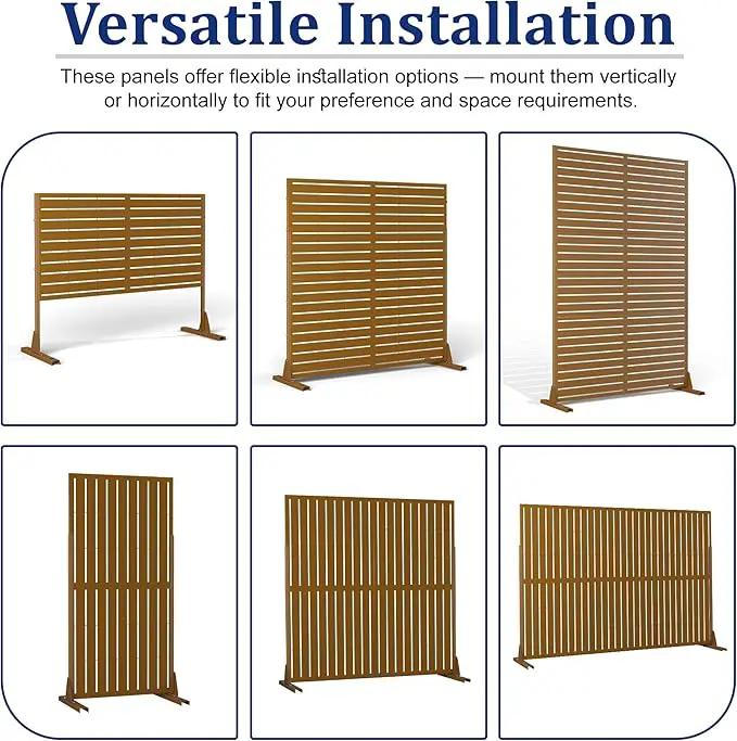 FENCY Outdoor Privacy Screen, 72" H×47" W Metal Privacy Screen, Outdoor Freestanding Privacy Screen & Panels for Deck Patio Balcony(Brown-Louvered) by GreenHaven Gardens