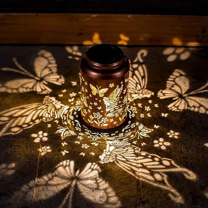 Fairy Solar Lanterns Outdoor Waterproof Hanging Butterfly Lights Hollow Out Metal Lantern Decorative Garden Graceful Light Christmas Decor for Patio,Landscape,Festival Gifts for Women Mom Grandma by GreenHaven Gardens