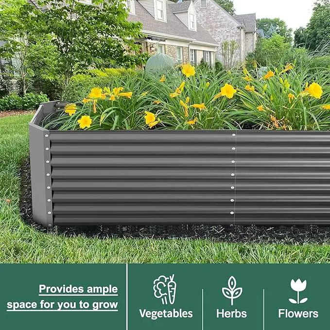 Land Guard 8×4×2 ft Galvanized Raised Garden Bed Kit, Galvanized Planter Raised Garden Boxes Outdoor, Large Metal Raised Garden Beds for Vegetables(Grey)… by GreenHaven Gardens