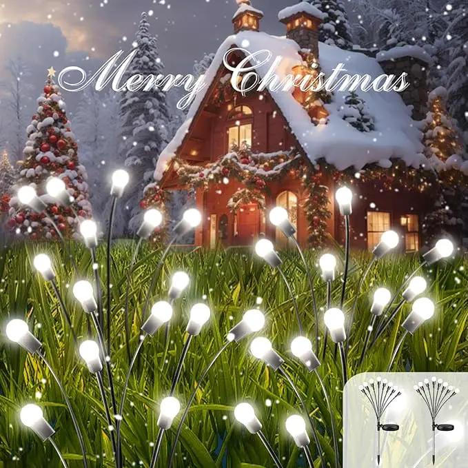 2025 Solar Lights Outdoor Waterproof, 2 Pack Solar Garden Lights, Solar Firefly Lights Outdoor Waterproof, Solar Twinkle Swaying Fairy Light for Yard Patio Pathway Garden Decoration (Cool White) by GreenHaven Gardens