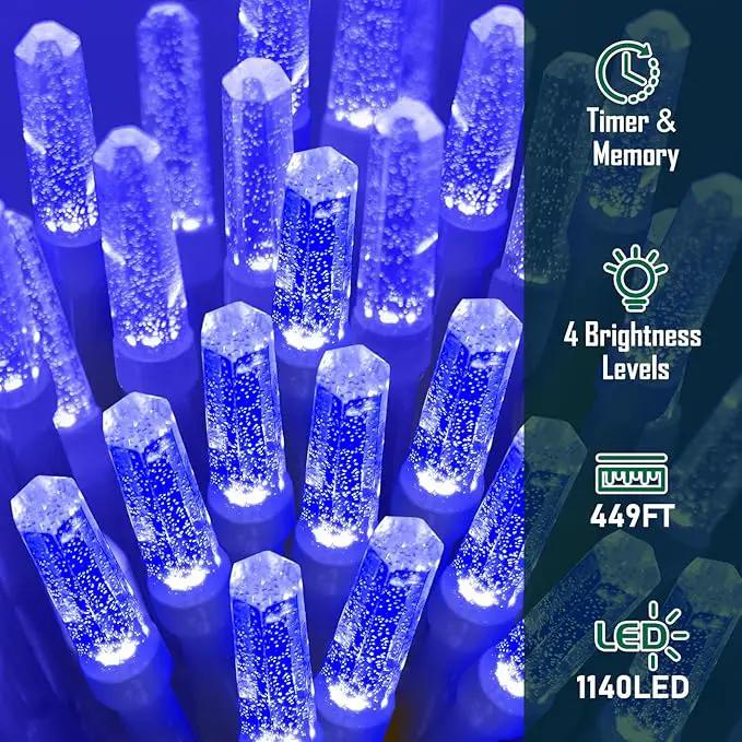 Heceltt 1140 LED 449 FT String Lights Outdoor, 8 Modes Easter Lights Plug in, IP44 Waterproof Led String Lights with Timer and Memory for Yard Party Garden Wedding Decorations (Blue) by GreenHaven Gardens