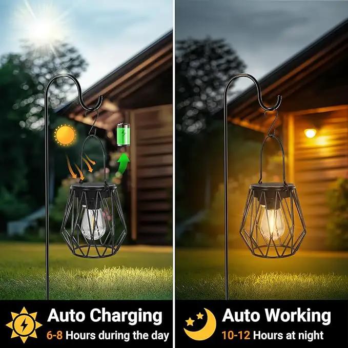 Solar Lanterns Outdoor Waterproof, Upgraded Powered Hanging Solar Lights for Outside, Auto On/Off, Brighter Hanging Outdoor Decor Lights for Yard Garden Patio Pathway 2 Pack by GreenHaven Gardens
