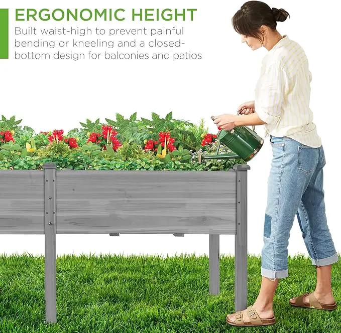 Best Choice Products 72x23x30in Raised Garden Bed, Elevated Wood Planter Box Stand for Backyard, Patio, Balcony w/Divider Panel, 6 Legs, 300lb Capacity - Gray by GreenHaven Gardens