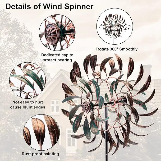 VEWOGARDEN Large Outdoor Metal Wind Spinners, 360 Degrees Swivel Wind Sculpture Yard Art Decor for Patio, Lawn & Garden 66 * 15.8 Inches by GreenHaven Gardens