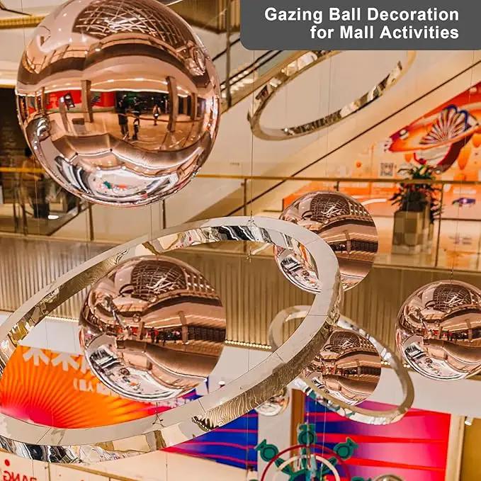 Nerien Gazing Ball, Stainless Steel Garden Mirror Globe, Polished Ornament Sphere, Hollow Floating Reflective Hemisphere, for Home Outdoor Pond Housewarming Swimming Pool Decoration, Gold, 10Pcs by GreenHaven Gardens