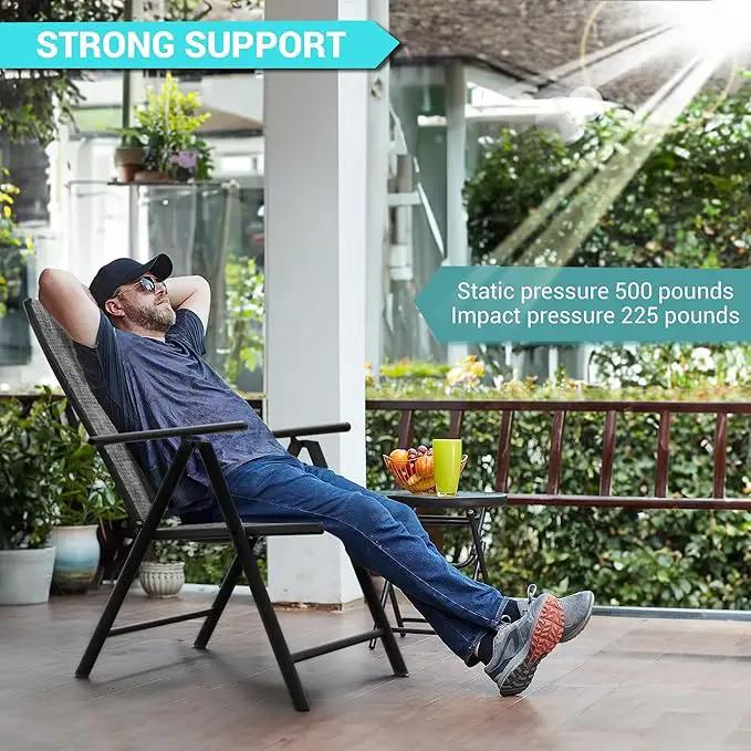 UDPATIO Patio Folding Dining Chairs Set of 2, Folding Lawn Chairs for Adults with Padded All Weather Breathable Textilene, Dark Gray by GreenHaven Gardens
