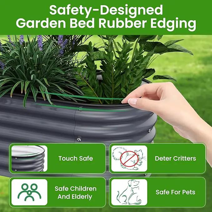 Oval Raised Garden Bed for Outdoors - 6.5X2X1.4 FT Galvanized Planter Raised Beds, Metal Planter Box for Vegetables,Flowers, Herbs, and Succulents(Deep Gery) by GreenHaven Gardens