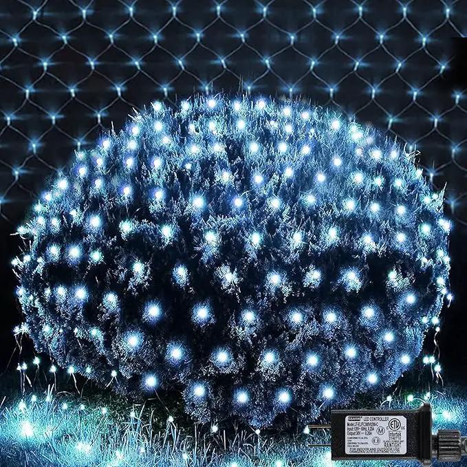 Christmas Decorations Net String Light Outdoor, 14.8ft x 5ft 300 LED White Net Lights Connectable 8 Modes Fairy Mesh Light Plug in for Bushes Tree Garden Home Party Halloween Christmas Decor by GreenHaven Gardens